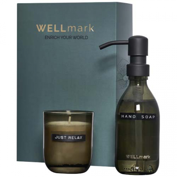 Wellmark Discovery dozownik mydła w płynie o pojemności 250 ml i zestaw świec zapachowych 150 g