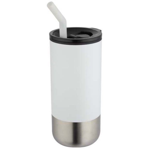 Grayson izolowany kubek z certyfikatem RCS z recyklingu o pojemności 480 ml z silikonową słomką