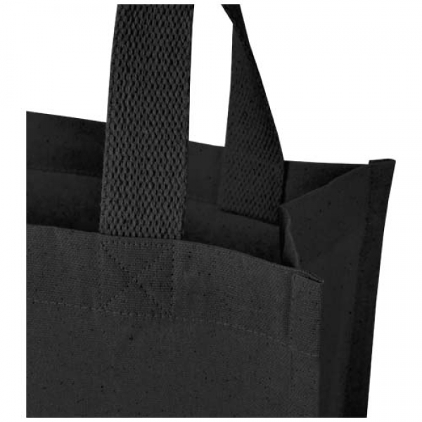 Odessa mini torba na zakupy z dnem wykonana bawełny z recyklingu z certyfikatem GRS o gramaturze 220 g/m² i pojemności 9 l