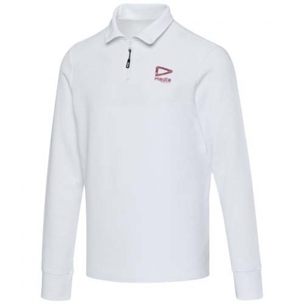 Apollo koszulka polo z zamkiem do połowy i długimi rękawami, uniseks 245 g/m²