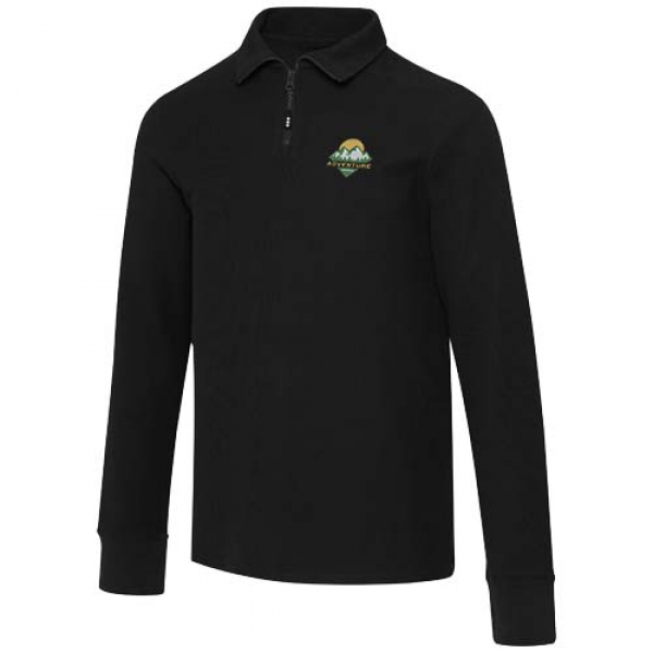 Apollo koszulka polo z zamkiem do połowy i długimi rękawami, uniseks 245 g/m²