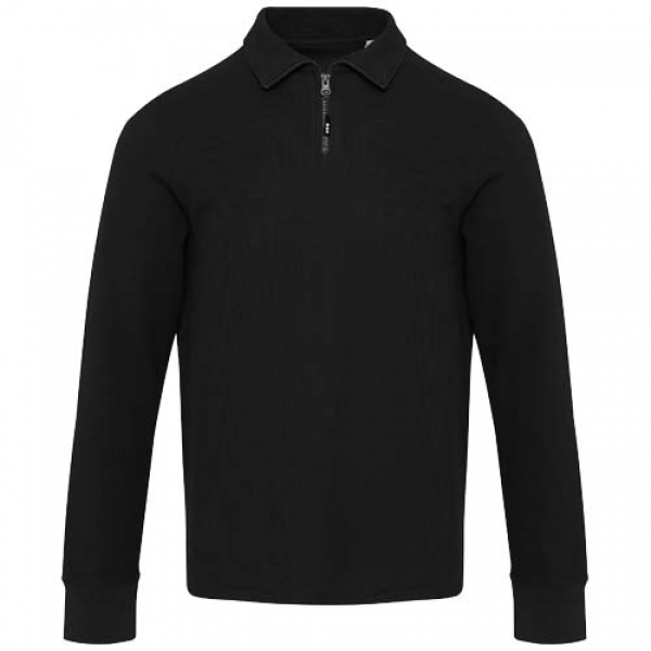 Apollo koszulka polo z zamkiem do połowy i długimi rękawami, uniseks 245 g/m²