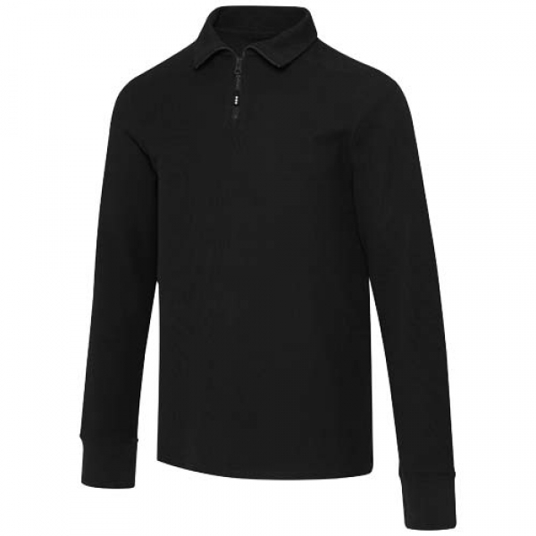 Apollo koszulka polo z zamkiem do połowy i długimi rękawami, uniseks 245 g/m²