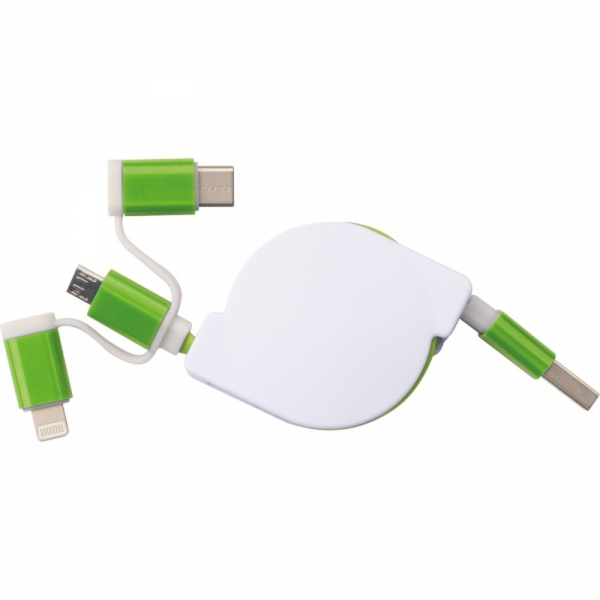 Kabel do ładowania z 3 wtyczkami rozwijany NICO