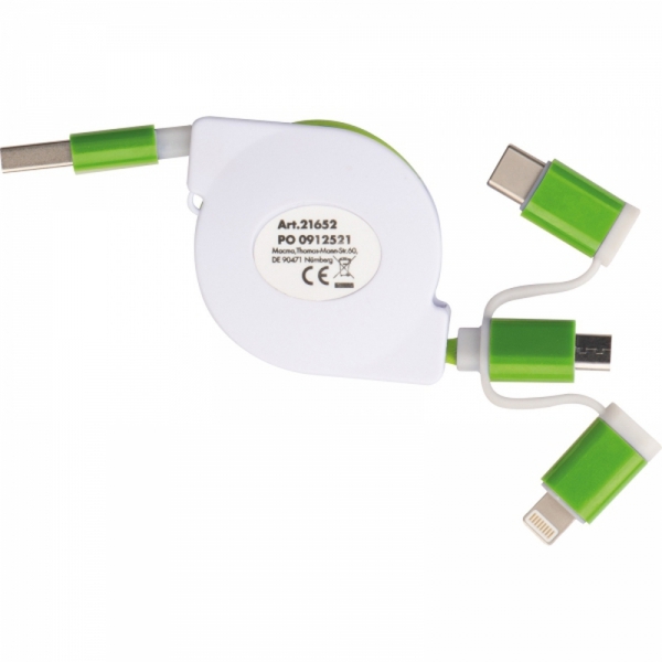 Kabel do ładowania z 3 wtyczkami rozwijany NICO