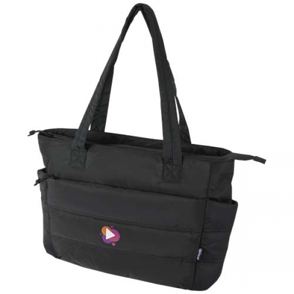 Puffer torba na zakupy z certyfikatem GRS z recyklingu na laptopa o przekątnej 15,6 cala, 18 l 