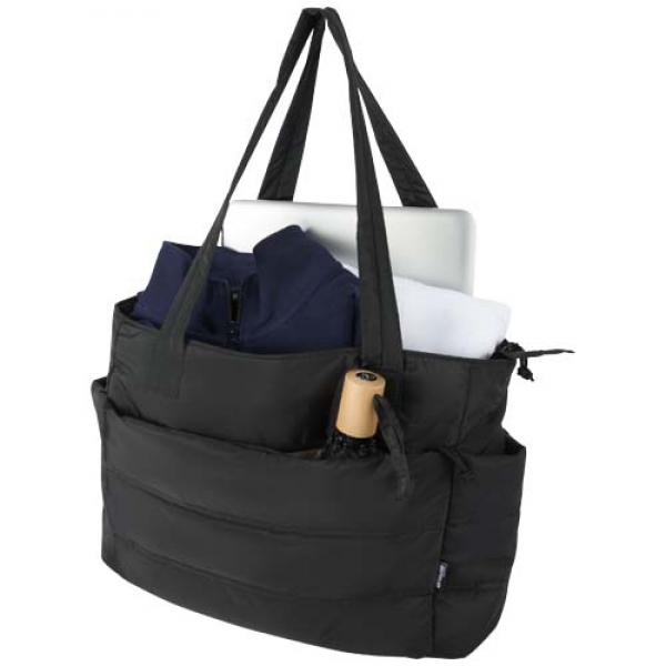 Puffer torba na zakupy z certyfikatem GRS z recyklingu na laptopa o przekątnej 15,6 cala, 18 l 