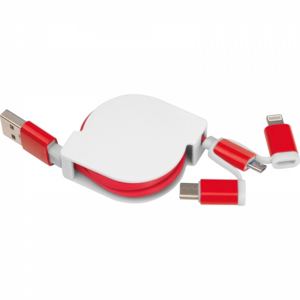 Kabel do ładowania z 3 wtyczkami rozwijany NICO