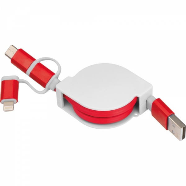 Kabel do ładowania z 3 wtyczkami rozwijany NICO