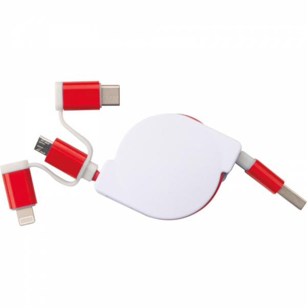 Kabel do ładowania z 3 wtyczkami rozwijany NICO