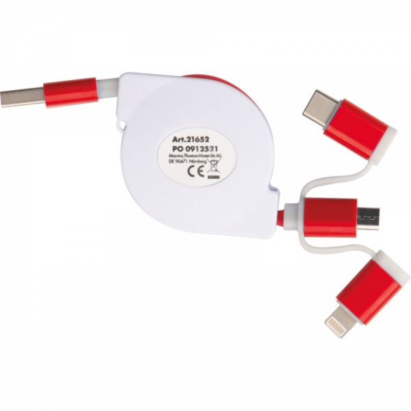 Kabel do ładowania z 3 wtyczkami rozwijany NICO