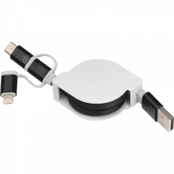Kabel do ładowania z 3 wtyczkami rozwijany NICO