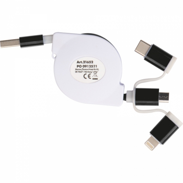 Kabel do ładowania z 3 wtyczkami rozwijany NICO