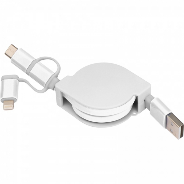 Kabel do ładowania z 3 wtyczkami rozwijany NICO