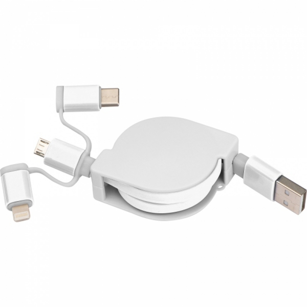 Kabel do ładowania z 3 wtyczkami rozwijany NICO