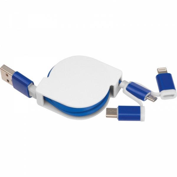 Kabel do ładowania z 3 wtyczkami rozwijany NICO
