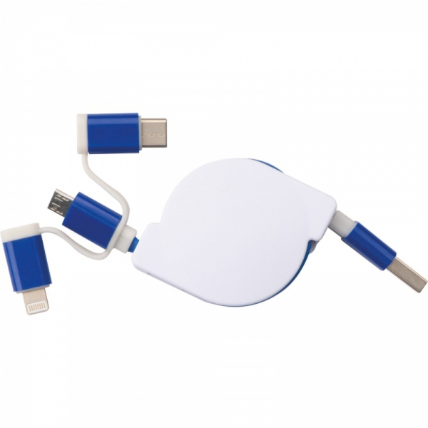 Kabel do ładowania z 3 wtyczkami rozwijany NICO