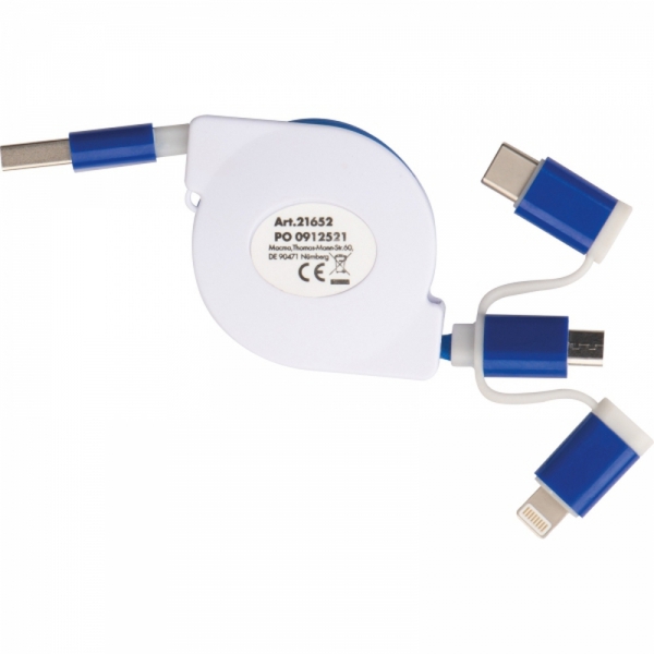 Kabel do ładowania z 3 wtyczkami rozwijany NICO
