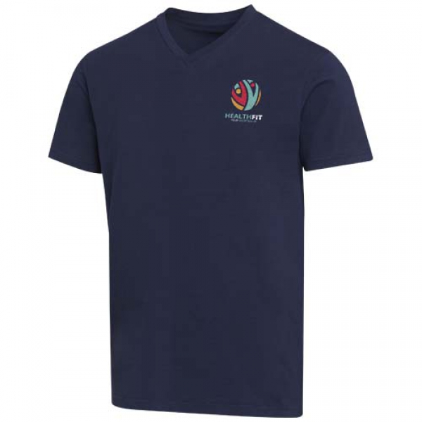Balfour organiczna koszulka unisex z krótkim rękawem i dekoltem w serek, wykonana z materiału o gramaturze 200 g/m², z certyf
