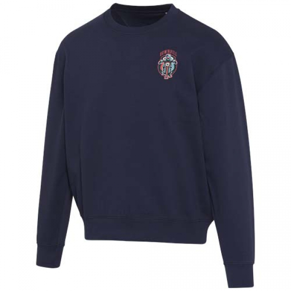 Boris 280 g/m2 sweter unisex z organicznego materiału z certyfikatem OCS o luźnym kroju i z okrągłym dekoltem