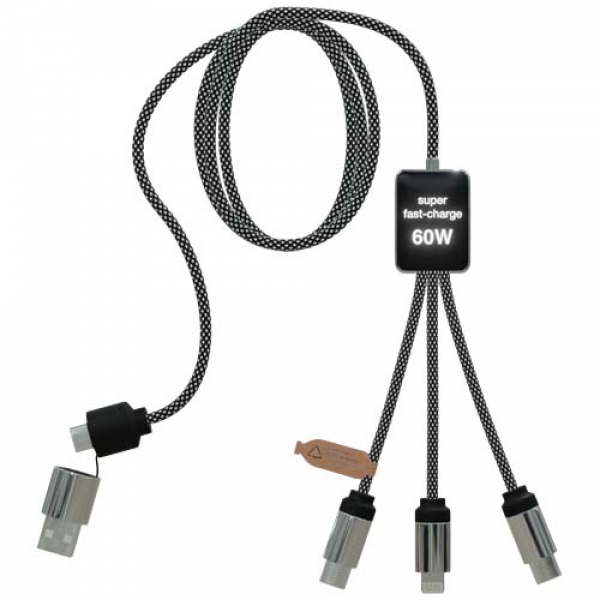 SCX.design C33 kabel do ładowania typu C o mocy 60 W z podwójnym podświetlanym logo 