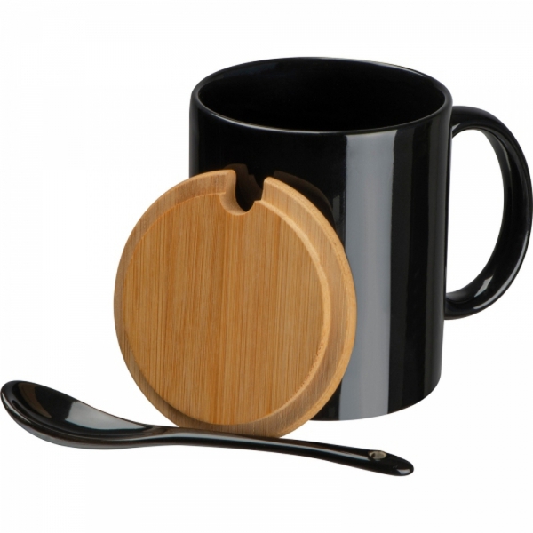 Kubek ceramiczny z łyżeczką 300 ml LOTHAR