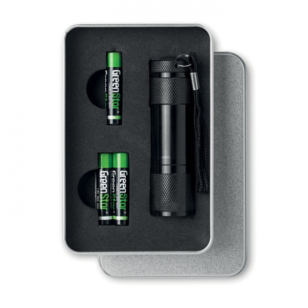 Metalowa latarka z 9 led